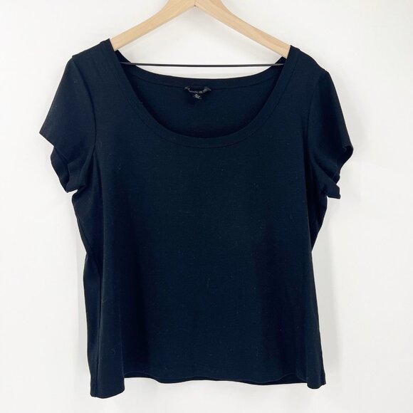 Bundle of 2 Lafayette 148 Cotton Stretch Tops XL Purple Tank Black T-Shirt - Picture 6 of 10